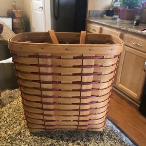Longaberger tall key basket with red accent weaving